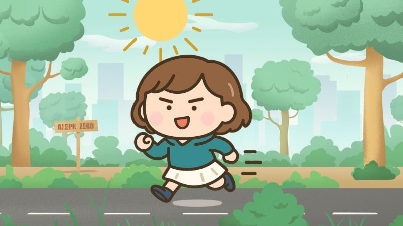走っているちびかなえ